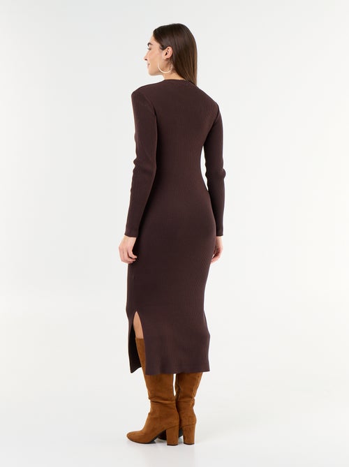 Robe longue en maille côtelée - Kiabi