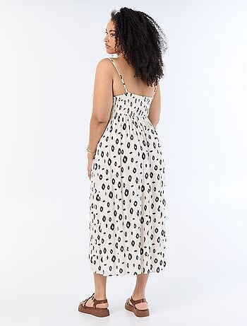 Robe longue en maille crêpée fines bretelles