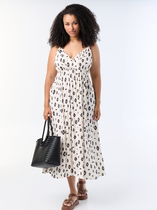Robe longue en maille crêpée fines bretelles - Kiabi
