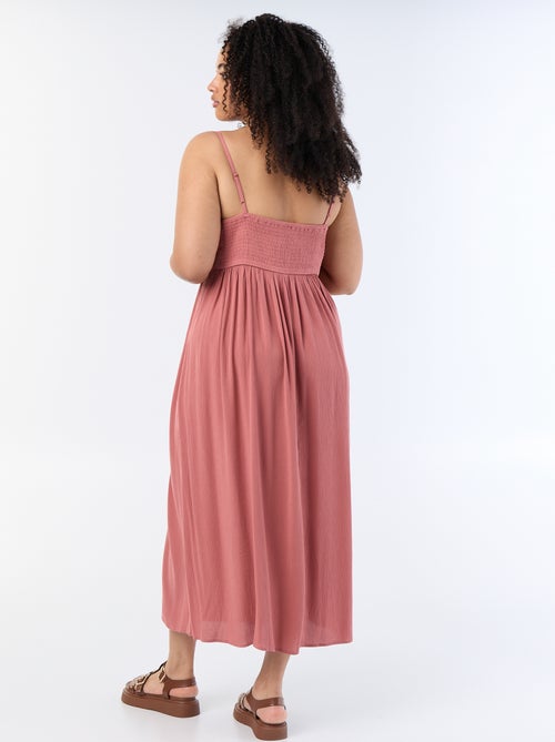 Robe longue en maille crêpée fines bretelles - Kiabi