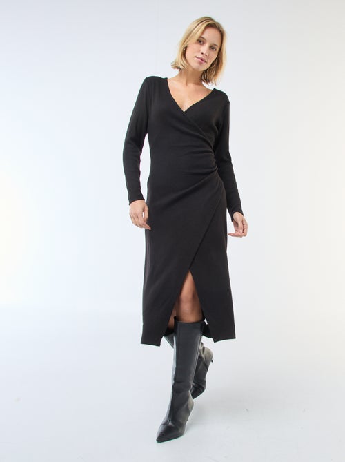 Robe longue en maille doudou unie - Kiabi