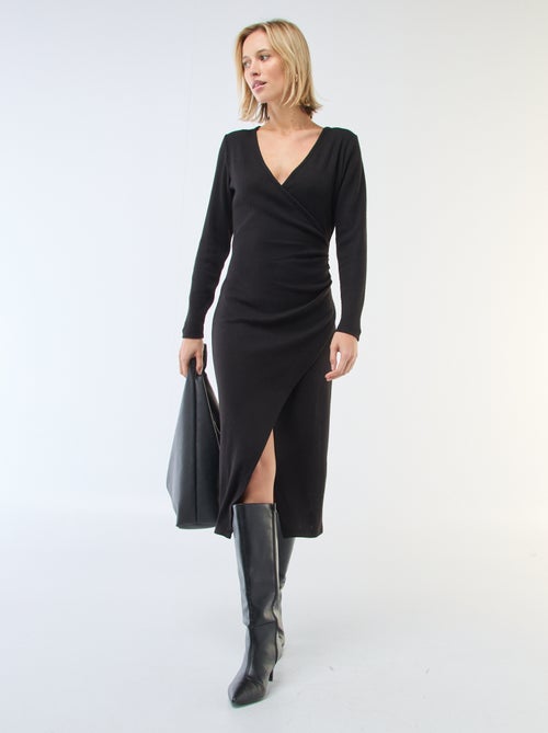 Robe longue en maille doudou unie - Kiabi