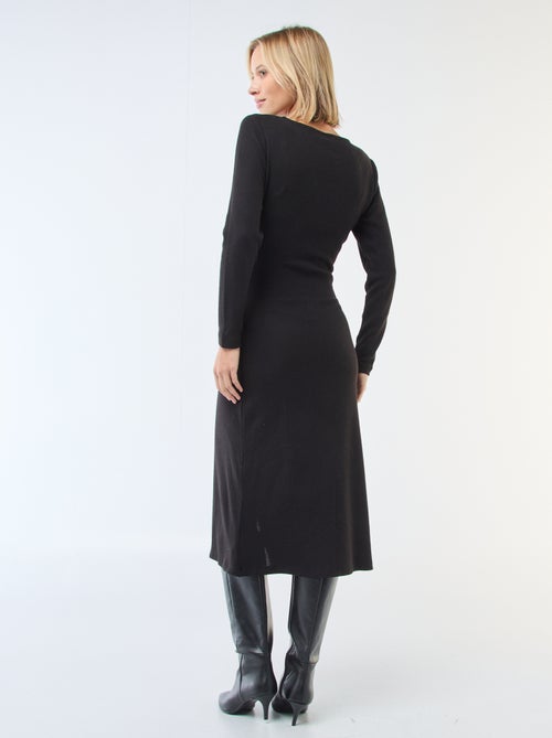 Robe longue en maille doudou unie - Kiabi