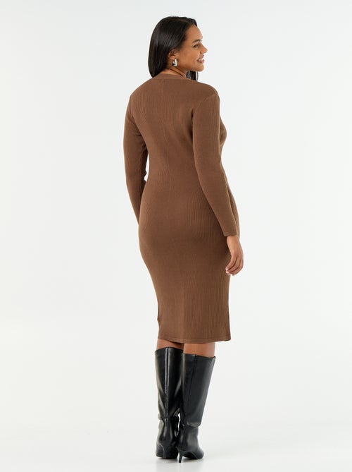 Robe longue en matière côtelé - Kiabi Robe longue en matière côtelé - Kiabi