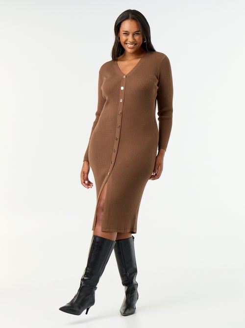 Robe longue en matière côtelé - Kiabi Robe longue en matière côtelé - Kiabi