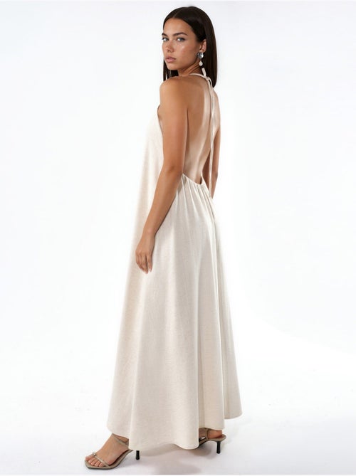 Robe longue en mélange de lin à col licou hiccup - Kiabi
