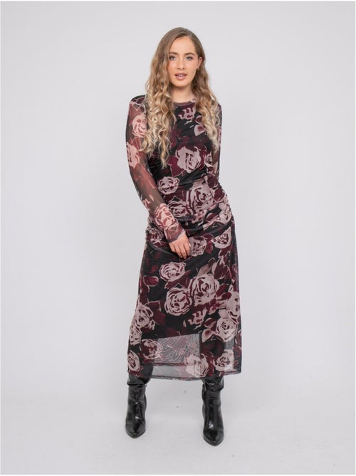 Robe longue en mesh motif roses irma - Kiabi Robe longue en mesh motif roses irma - Kiabi