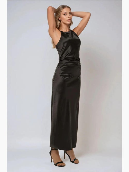Robe longue en satin hiccup - Kiabi Robe longue en satin hiccup - Kiabi