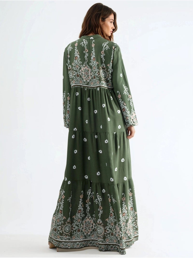 Robe longue en viscose à fleurs hiccup Vert foncé - Kiabi