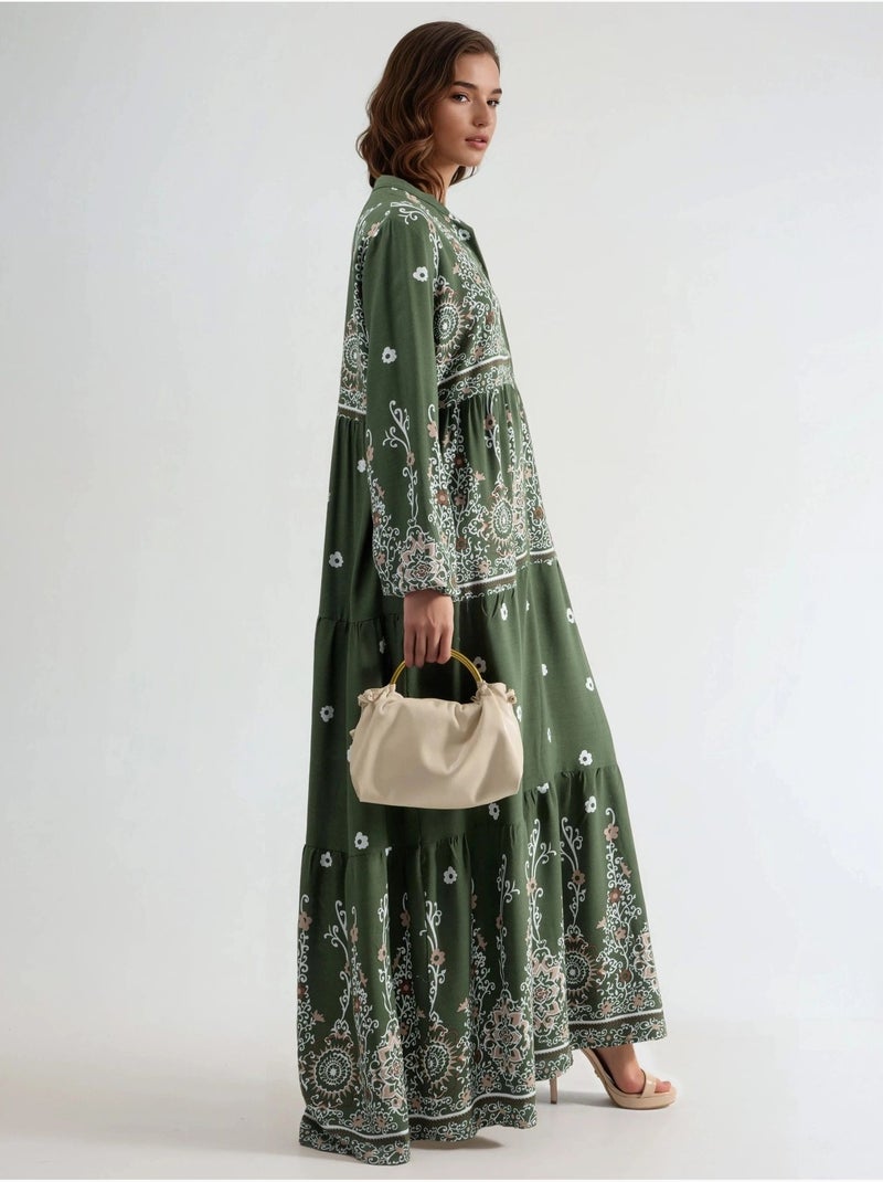 Robe longue en viscose à fleurs hiccup Vert foncé - Kiabi