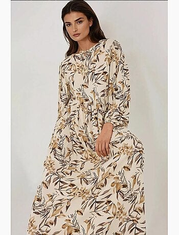 Robe longue en viscose à manches longues et imprimé floral hiccup