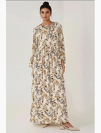 Robe longue en viscose à manches longues et imprimé floral hiccup