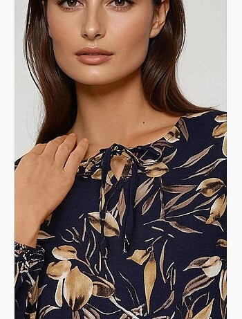 Robe longue en viscose à manches longues et imprimé floral hiccup