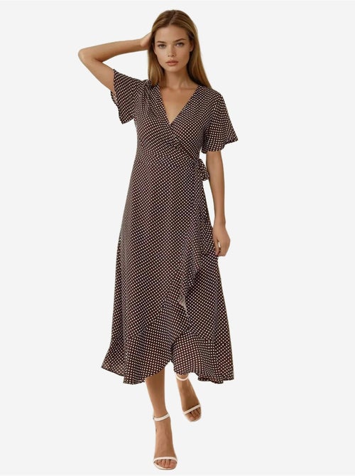 Robe longue en viscose imprimée à col en v hiccup - Kiabi