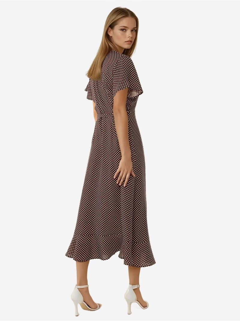 Robe longue en viscose imprimée à col en v hiccup Rouge bordeaux - Kiabi