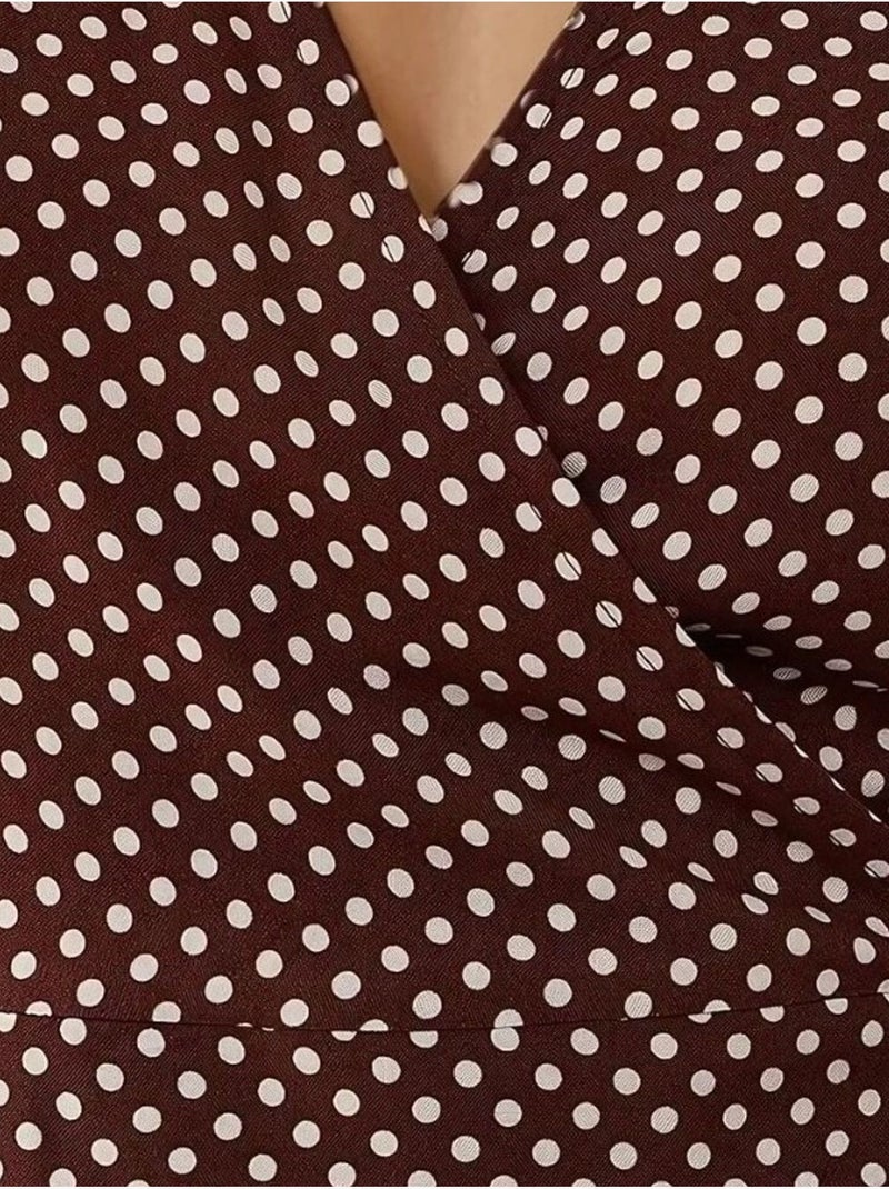 Robe longue en viscose imprimée à col en v hiccup Rouge bordeaux - Kiabi