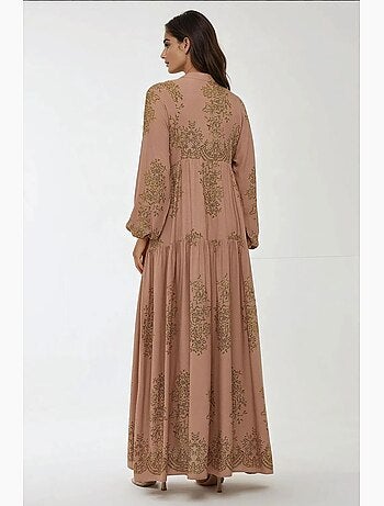 Robe longue en viscose imprimée avec col chemise hiccup