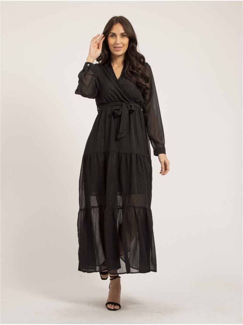 Robe longue fil lurex izida Noir - Kiabi