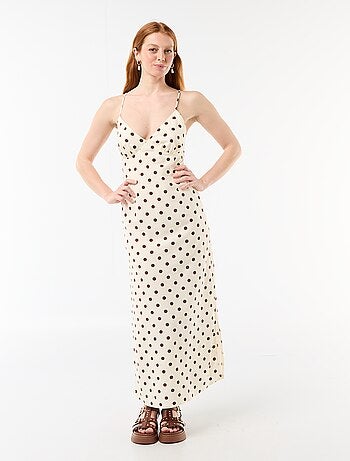 Robe longue fines bretelles à pois