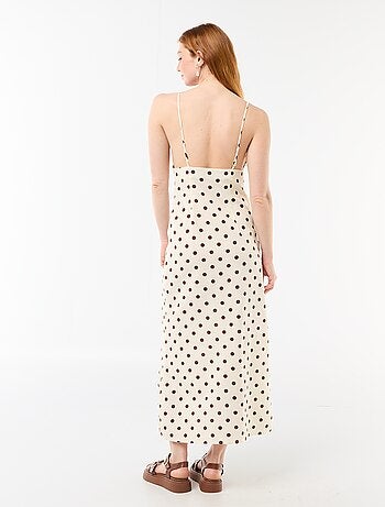 Robe longue fines bretelles à pois