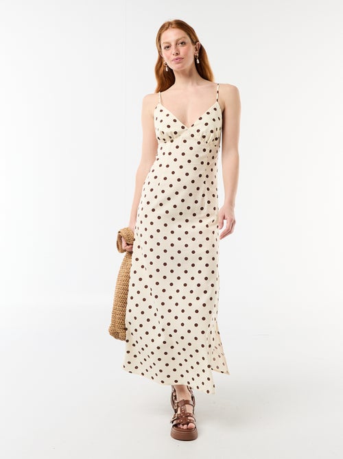 Robe longue fines bretelles à pois - Kiabi