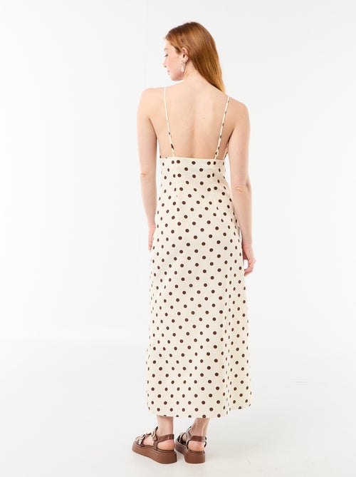 Robe longue fines bretelles à pois - Kiabi