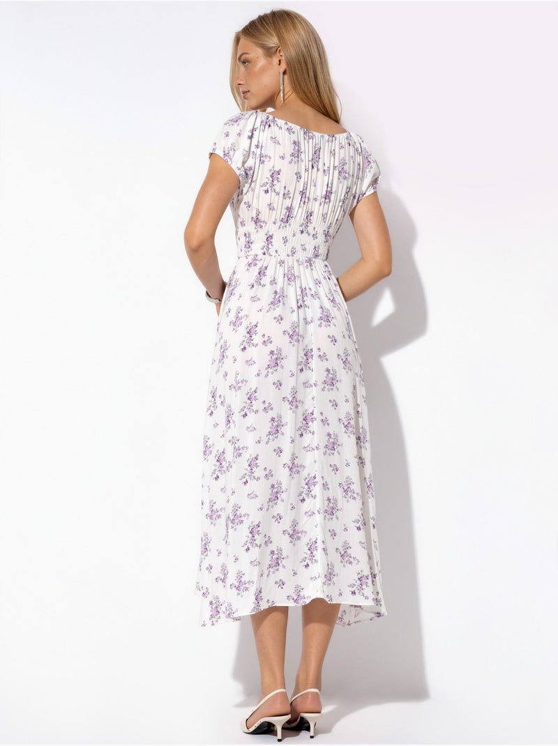 Robe longue fleurie en viscose busem Blanc cassé - Kiabi