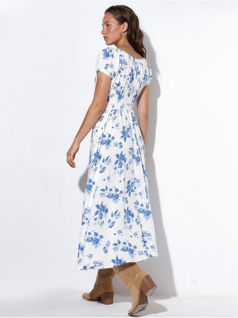 Robe longue fleurie en viscose busem Multicolore - Kiabi
