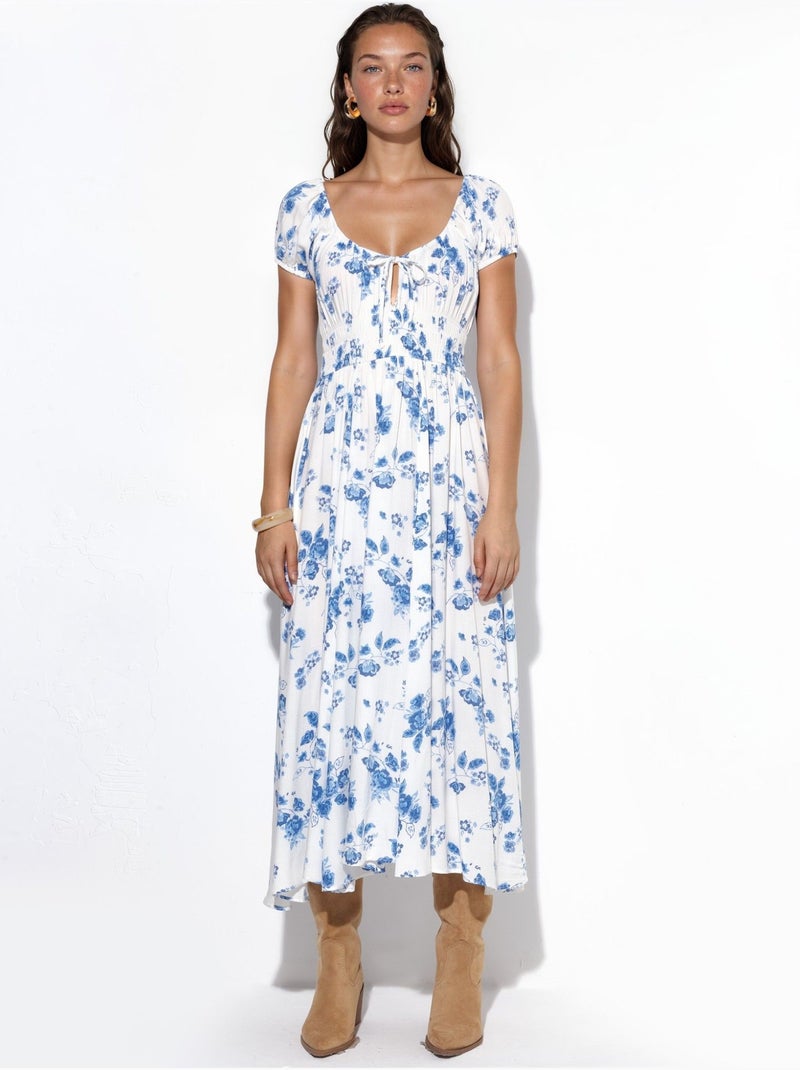 Robe longue fleurie en viscose busem Multicolore - Kiabi
