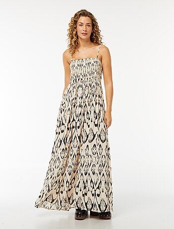 Robe longue fluide en maille crêpée