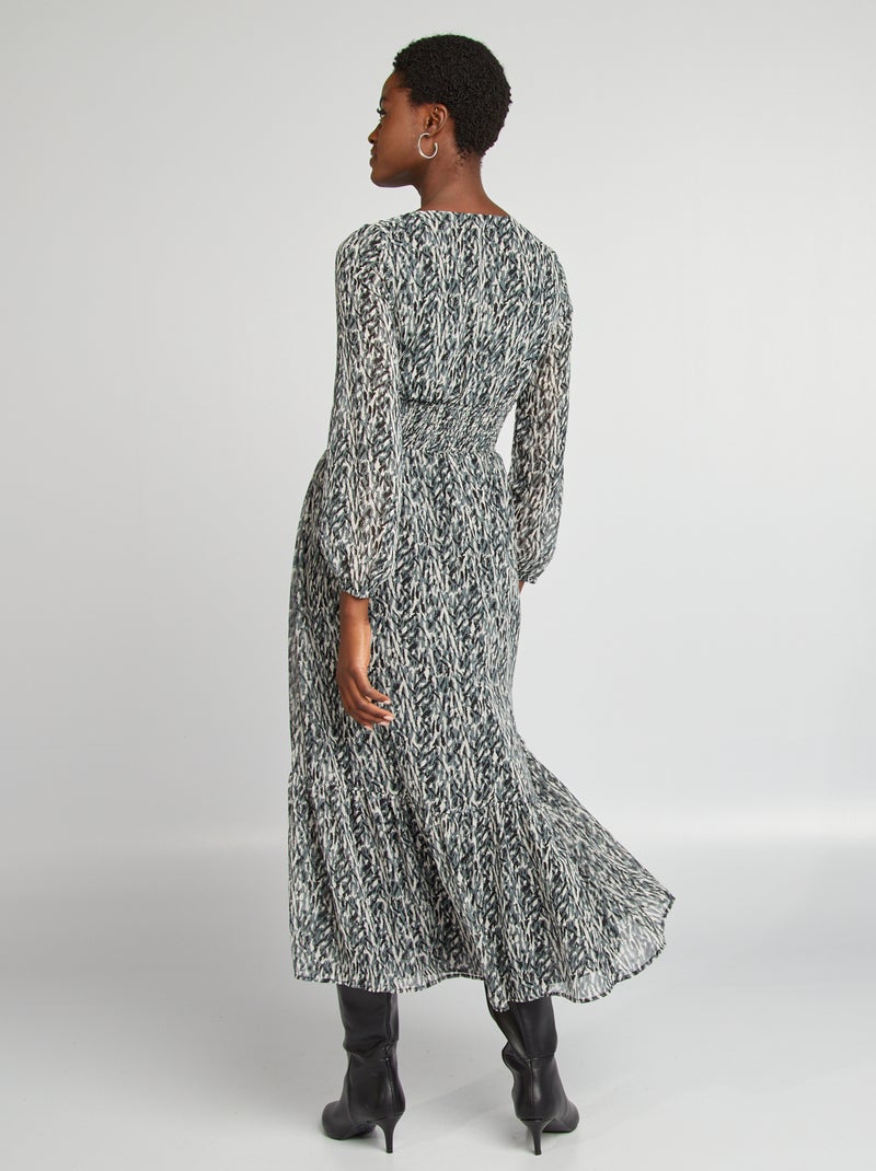 Robe longue fluide imprimée Bleu imprimé - Kiabi