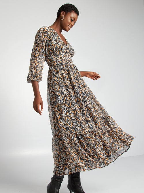 Robe longue fluide imprimée - Kiabi