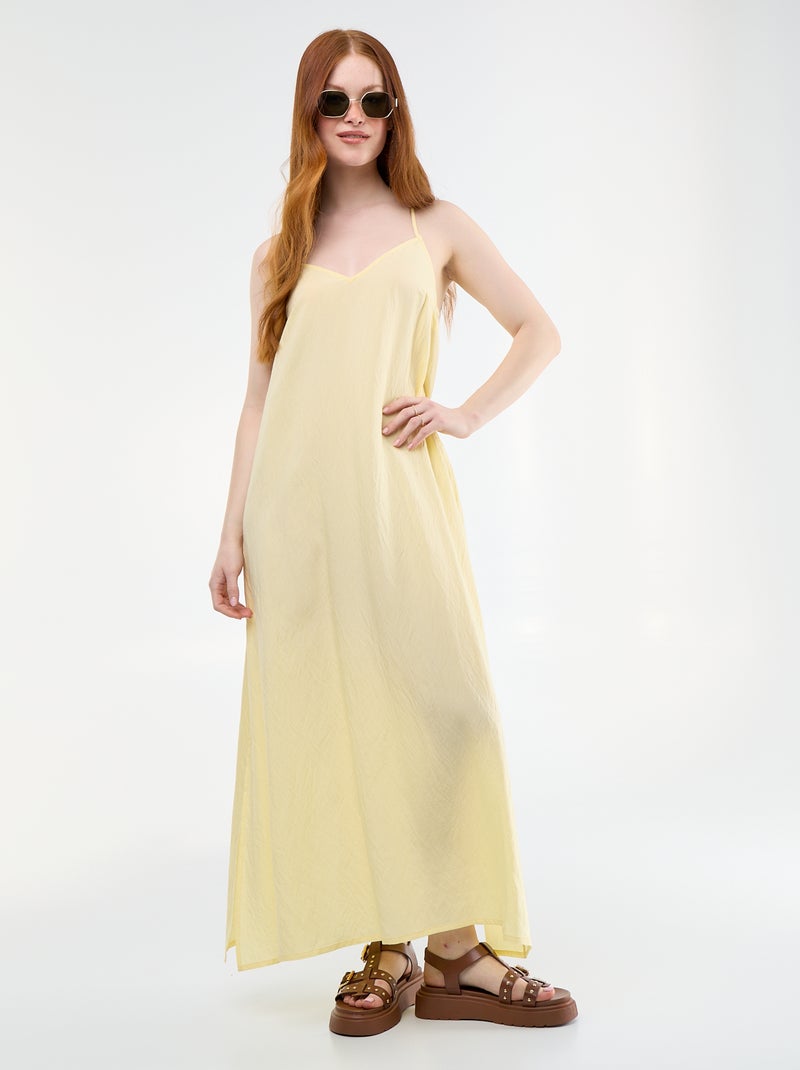 Robe longue fluide Jaune - Kiabi