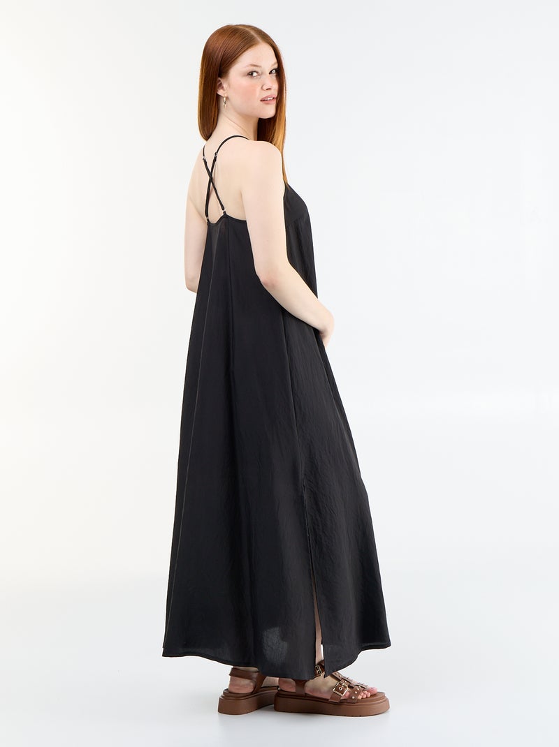 Robe longue fluide Noir - Kiabi