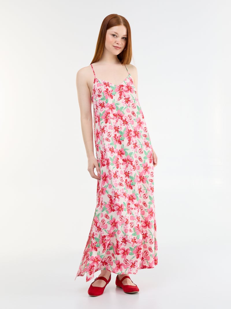 Robe longue fluide Rose - Kiabi
