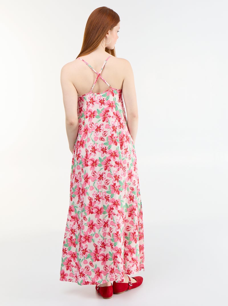 Robe longue fluide Rose - Kiabi