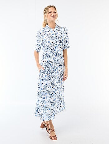 Robe longue forme chemise avec ceinture à nouer all-over