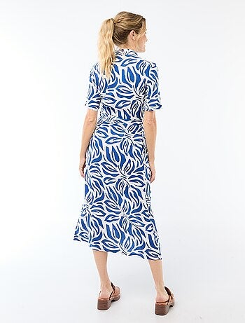 Robe longue forme chemise avec ceinture à nouer all-over