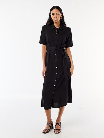 Robe longue forme chemise avec ceinture à nouer all-over