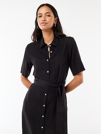 Robe longue forme chemise avec ceinture à nouer all-over