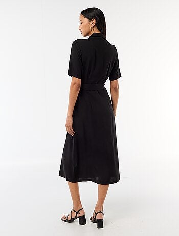 Robe longue forme chemise avec ceinture à nouer all-over