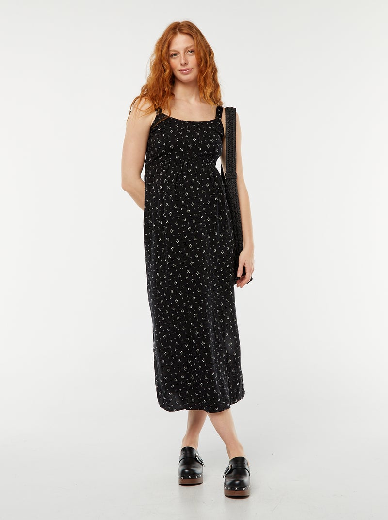 Robe longue grossesse sans manches Noir - Kiabi