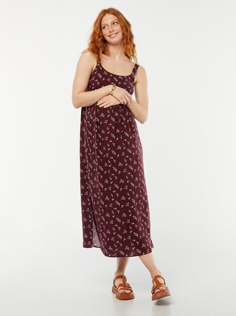 Robe longue grossesse sans manches Rouge - Kiabi