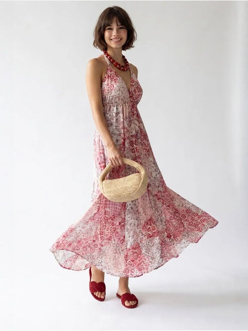 Robe longue halter à motif paisley mixray - Kiabi