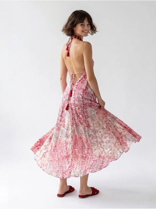 Robe longue halter à motif paisley mixray - Kiabi