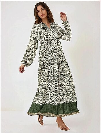 Robe longue imprimée à col chemise hiccup
