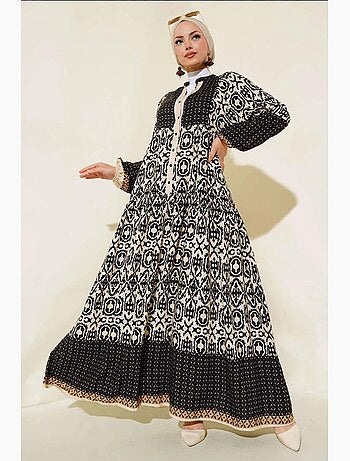 Robe longue imprimée à col en v bdart