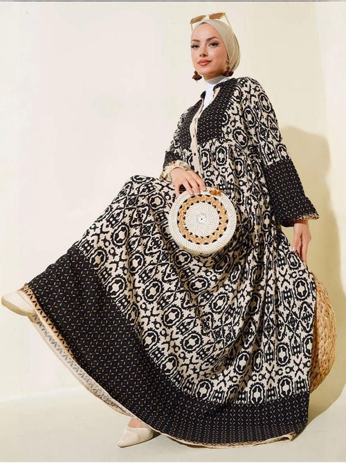 Robe longue imprimée à col en v bdart - Kiabi