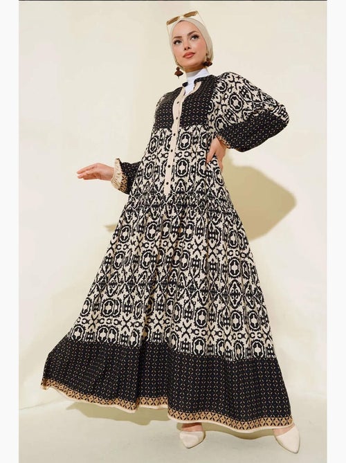 Robe longue imprimée à col en v bdart - Kiabi