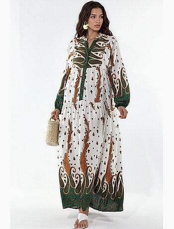 Robe longue imprimée à col en v bdart